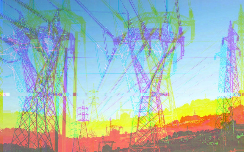 A distorted image of transmission lines.