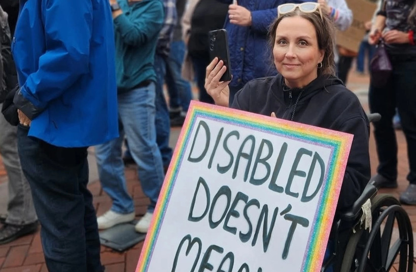 Robyn Hodgson at a rally in Lancaster, PA.