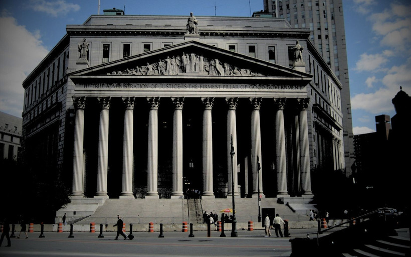 Darkened courthouse in New York City