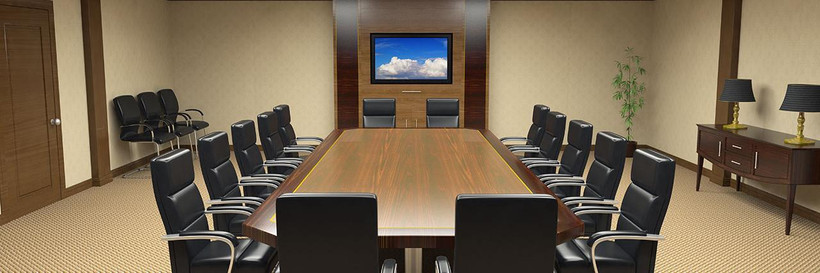 empty chairs around a conference table