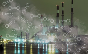 Hydrogen diagram in front of a power plant
