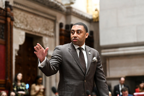 State Senator Jamaal Bailey is shown during a senate session at the NY State Capitol in 2019.