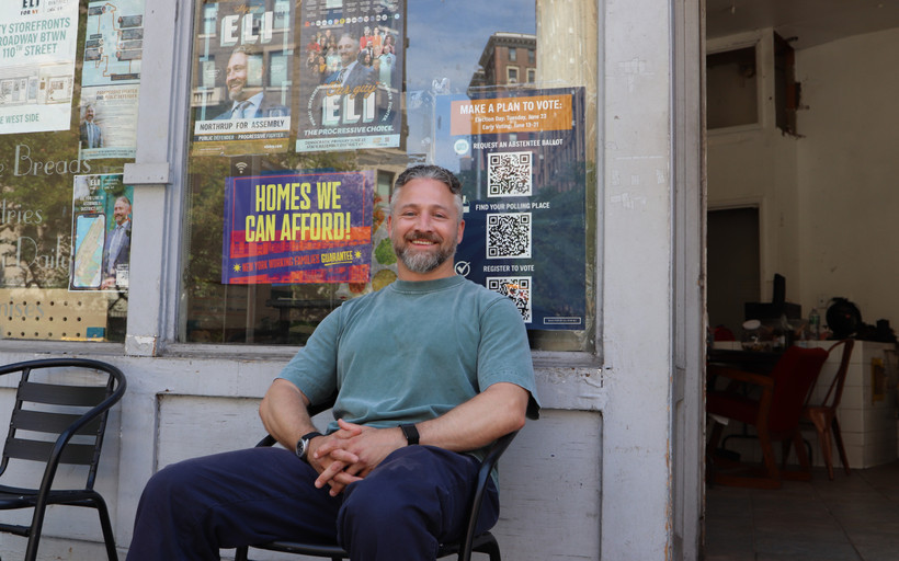 Eli Northrup outside his campaign office.