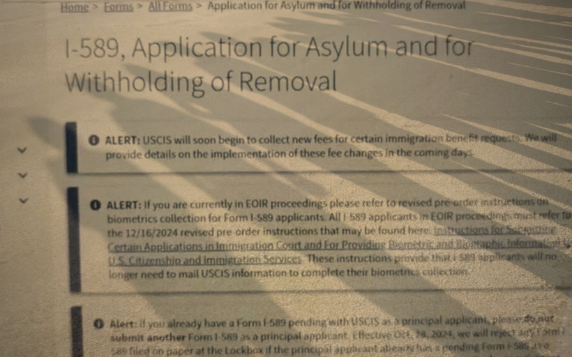 Shadows over an asylum application form