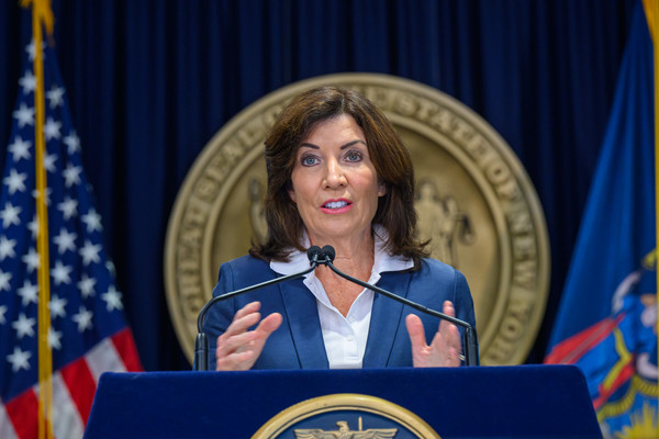 Hochul at a podium