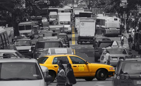 Traffic on a Manhattan street