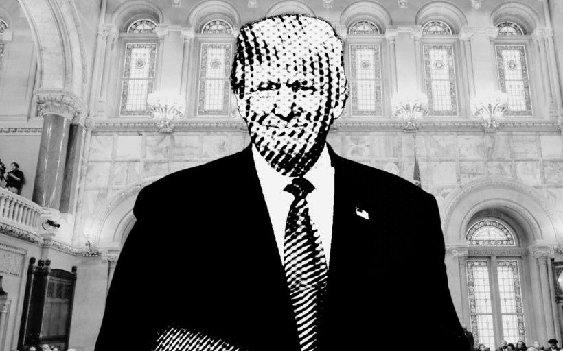 graphic of Trump in black and white