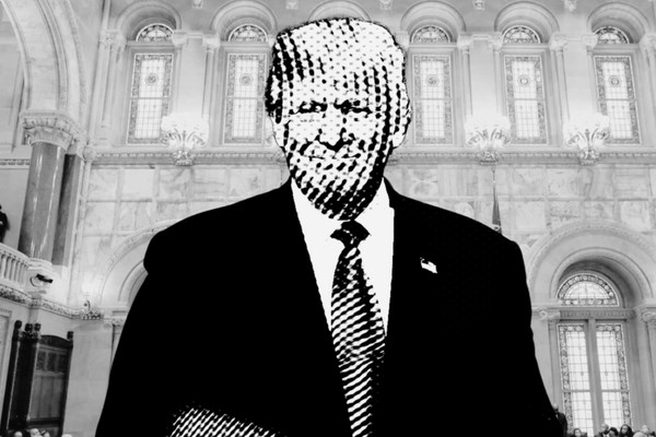 graphic of Trump in black and white
