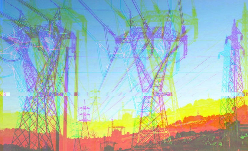 A distorted image of transmission lines.