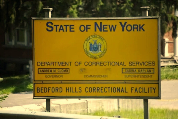 A sign outside of Bedford Hills Correctional Facility.