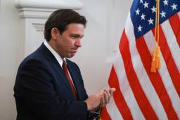 Florida Gov. Ron DeSantis speaks during a news conference on February 05, 2024 in Miami Beach, Florida.