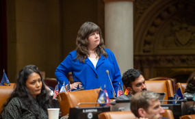 A picture of Emily Gallagher in floor debate