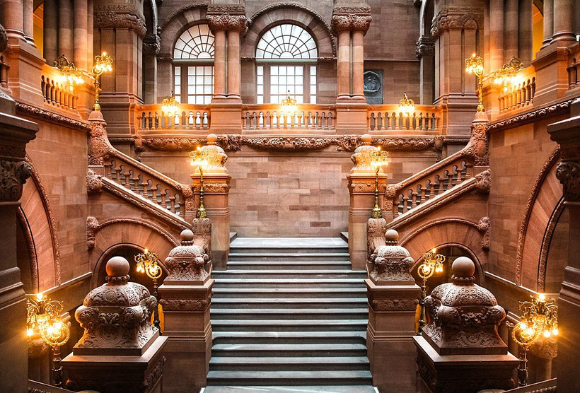 The State Capitol's ornate "million dollar staircase"