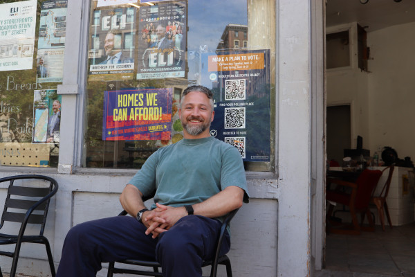 Eli Northrup outside his campaign office.