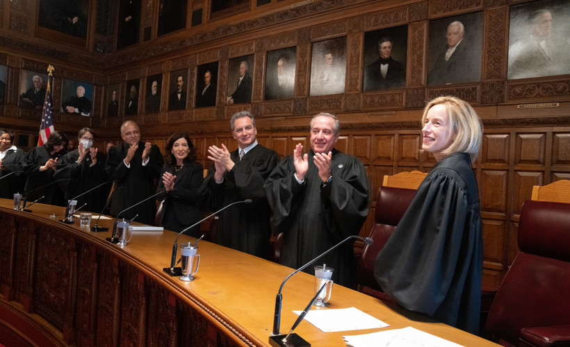 Court of Appeals judges stand and clap for Caitlin Halligan