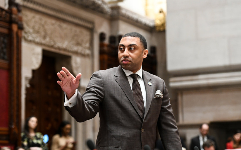 State Senator Jamaal Bailey is shown during a senate session at the NY State Capitol in 2019.