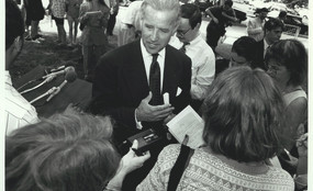 Joe Biden talking with reporters in 1994
