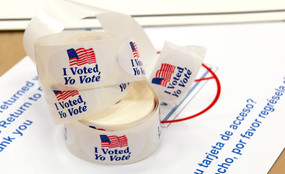 A roll of "I Voted" stickers