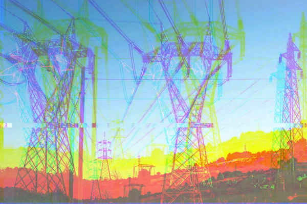 A distorted image of transmission lines.