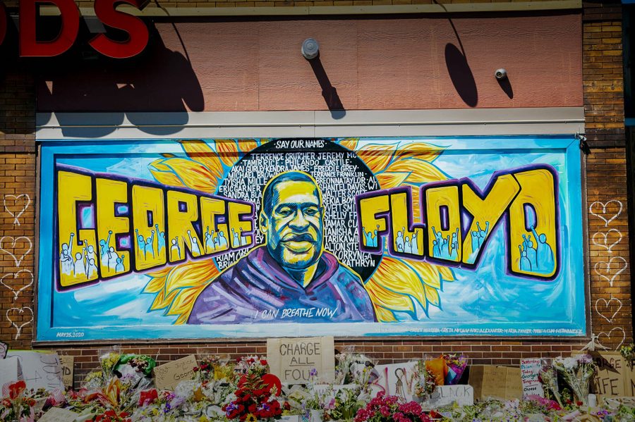 A mural stands in memoriam outside the Cup Foods convenience store in Minneapolis near where George Floyd was murdered by police May 25, 2020. The area is now known as George Floyd Square.