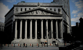 Darkened courthouse in New York City