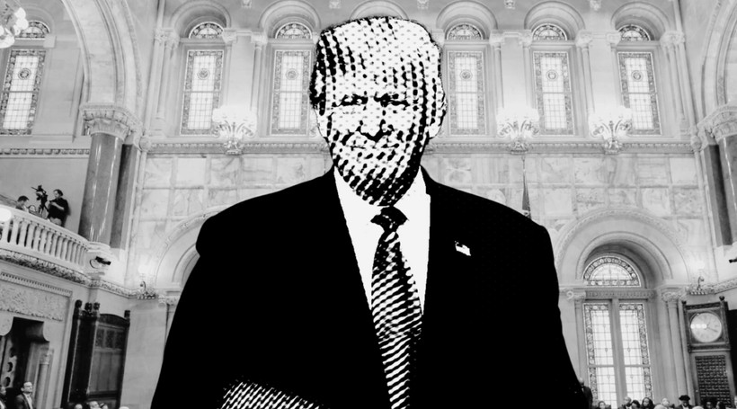 graphic of Trump in black and white
