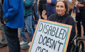 Robyn Hodgson at a rally in Lancaster, PA.