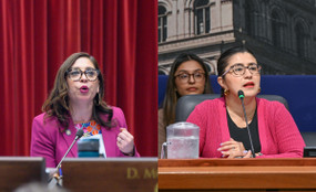 A split-screen image showing a photo of New York state Assemblymember Jessica González-Rojas speaking on the left and New York state Senator Jessica Ramos speaking on the right.