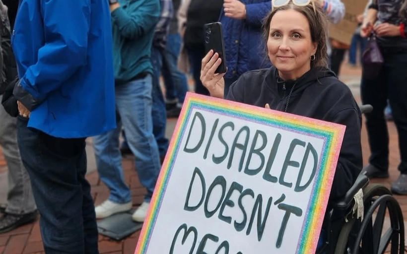Robyn Hodgson at a rally in Lancaster, PA.