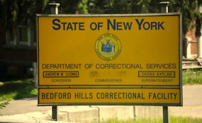 A sign outside of Bedford Hills Correctional Facility.