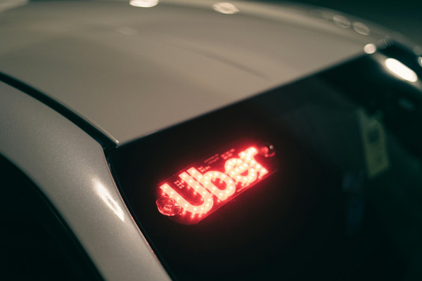 Photo of uber lit up in windshield
