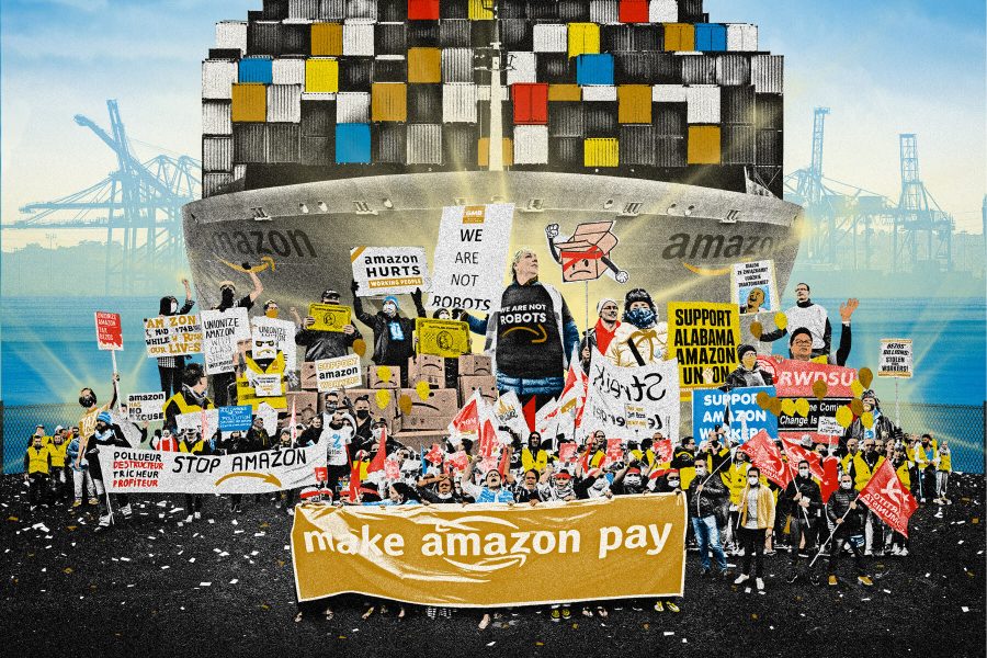 WORKERS OF THE WORLD UNITE AGAINST AMAZON