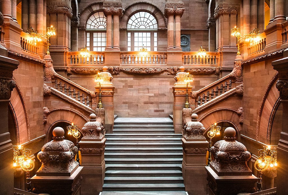 The State Capitol's ornate "million dollar staircase"