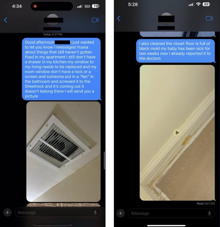 In March, Beatriz Caban texted her building super to let him know that the mold was making her son sick. The super left her request for help “on read.”