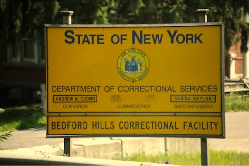 A sign outside of Bedford Hills Correctional Facility.