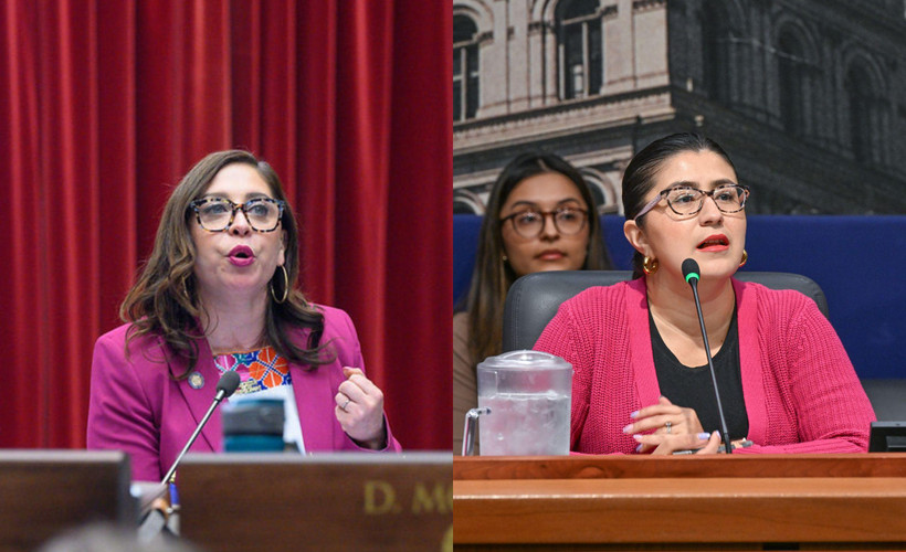 A split-screen image showing a photo of New York state Assemblymember Jessica González-Rojas speaking on the left and New York state Senator Jessica Ramos speaking on the right.