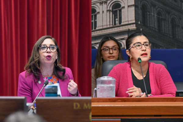 A split-screen image showing a photo of New York state Assemblymember Jessica González-Rojas speaking on the left and New York state Senator Jessica Ramos speaking on the right.