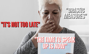 Photo of a shocked woman with paperwork